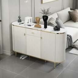Rackhams Drake Shoe Storage, White & Gold - 120cm - Light Grey - thumbnail 1