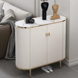 Rackhams Drake Shoe Storage, White & Gold - 120cm - Light Grey - thumbnail 2