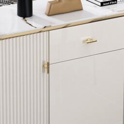 Rackhams Drake Shoe Storage, White & Gold - 120cm - Light Grey - thumbnail 5