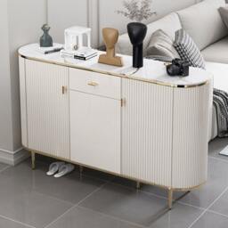 Rackhams Drake Shoe Storage, White & Gold - 120cm - Light Grey - thumbnail 3