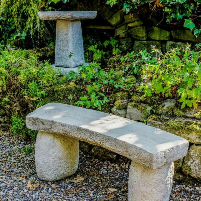 Rackhams Carved Bench and York Bird Bath Great Value 2pc Set - image 1