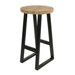 Rackhams Staved Oak Round Breakfast Bar Stool - thumbnail 3