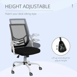 Rackhams Mesh Office Chair, Computer Desk Chair with Flip-up Armrests, Lumbar Back Support and Swivel Wheels, Black - thumbnail 4