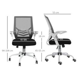 Rackhams Mesh Office Chair, Computer Desk Chair with Flip-up Armrests, Lumbar Back Support and Swivel Wheels, Black - thumbnail 3