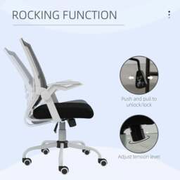 Rackhams Mesh Office Chair, Computer Desk Chair with Flip-up Armrests, Lumbar Back Support and Swivel Wheels, Black - thumbnail 5