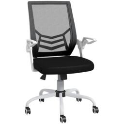 Rackhams Mesh Office Chair, Computer Desk Chair with Flip-up Armrests, Lumbar Back Support and Swivel Wheels, Black - thumbnail 1