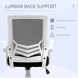 Rackhams Mesh Office Chair, Computer Desk Chair with Flip-up Armrests, Lumbar Back Support and Swivel Wheels, Black - thumbnail 6