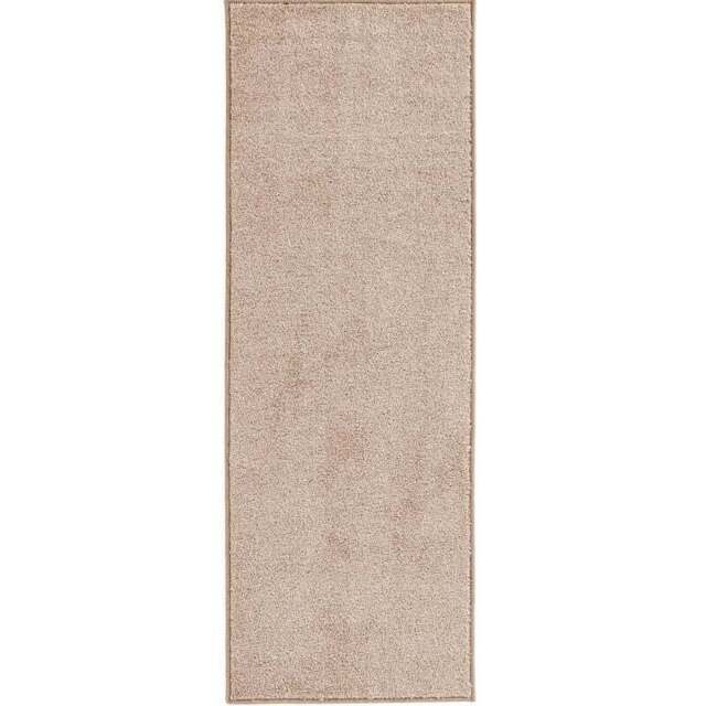Rackhams Modern Plain Velour Cream Rug - Cream - 80X300 cm - image 1