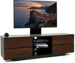 "Rackhams AVITUS Gloss Black with 4-Walnut Drawers for up to 65"" LED/LCD/Plasma TV Stand with Mounting Arm" - thumbnail 1