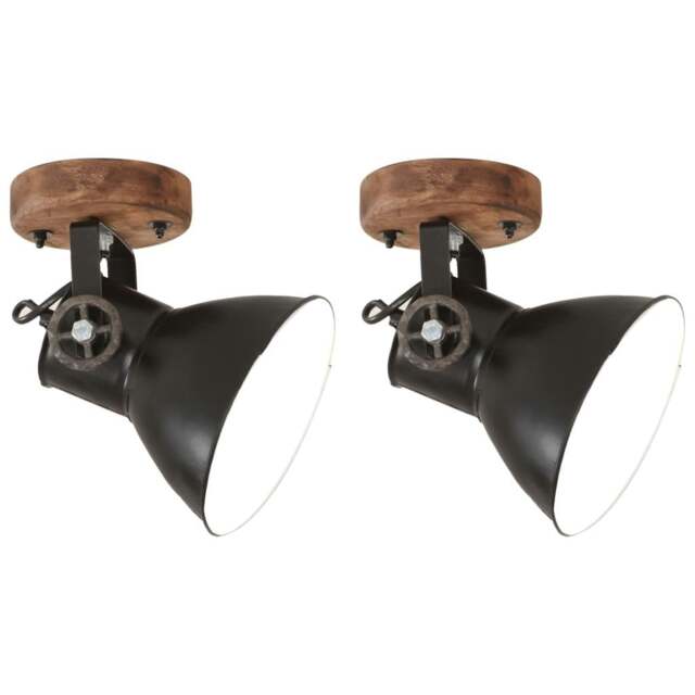 Rackhams Industrial Wall/Ceiling Lamps 2 pcs Black 20x25 cm E27