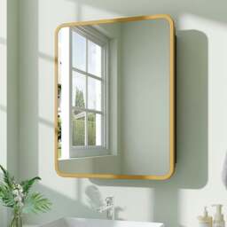 Rackhams Surface Mount Rectangular Bathroom Storage Mirror Cabinet with Round Corner, DM0921 - thumbnail 3