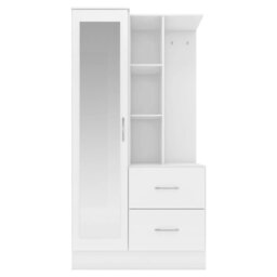 Rackhams Nevada Open Shelf Mirrored Wardrobe - White Gloss - thumbnail 3