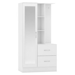 Rackhams Nevada Open Shelf Mirrored Wardrobe - White Gloss - thumbnail 2