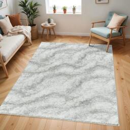 Rackhams Cloudy Shag-Solid Color Ivory Grey Plush Soft Pile Rug - 160 x 213 cm - thumbnail 1