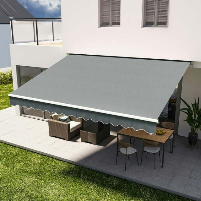 Rackhams 6ft/ 8ft/ 9ft/ 11ft/ 13ft Outdoor Retractable Patio Manual Shelter Awning Canopy for Window and Door - grey - 6ft - image 1