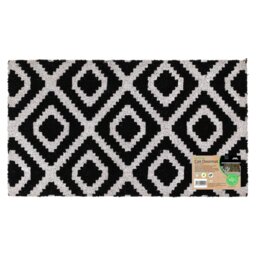 Rackhams Eco-Friendly Latex Backed Coir Entrance Doormat, 40x70cm - Monochrome Diamond - 1 - Black - thumbnail 1