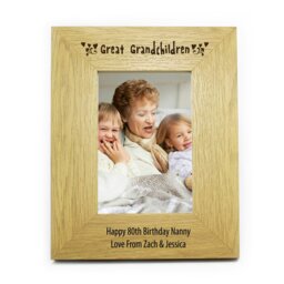 Rackhams Personalised Great Grandchildren 6x4 Oak Finish Photo Frame - thumbnail 2