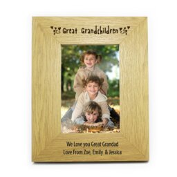 Rackhams Personalised Great Grandchildren 6x4 Oak Finish Photo Frame - thumbnail 4