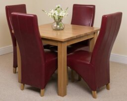 Rackhams Oslo 90 x 90cm Small Square Oak Dining Set with Lola Leather Chairs - 1 - 4 chairs - Ivory - thumbnail 5
