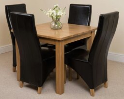 Rackhams Oslo 90 x 90cm Small Square Oak Dining Set with Lola Leather Chairs - 1 - 4 chairs - Ivory - thumbnail 2