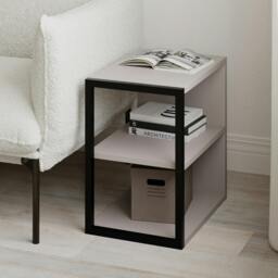 Rackhams Modern Echo 3-Tier Sofa End Table, Single Small Side Table, Bedside Table with Metal Frame 30(W)x42(D)cm - Retro Grey - thumbnail 2