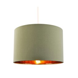 "Rackhams Contemporary Olive Cotton 10"" Table/Pendant Lampshade with Shiny Copper Inner" - thumbnail 2