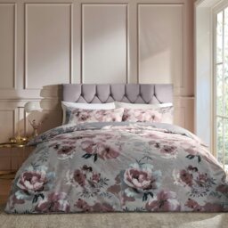 Rackhams Dramatic Floral Reversible Duvet Cover Set - Grey - Single - thumbnail 2