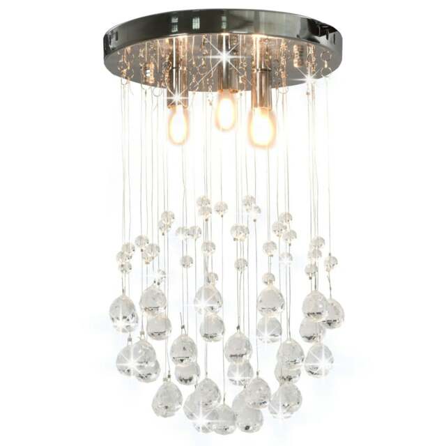 Rackhams Ceiling Lamp with Crystal Beads Silver Sphere 3 x G9 Bulbs