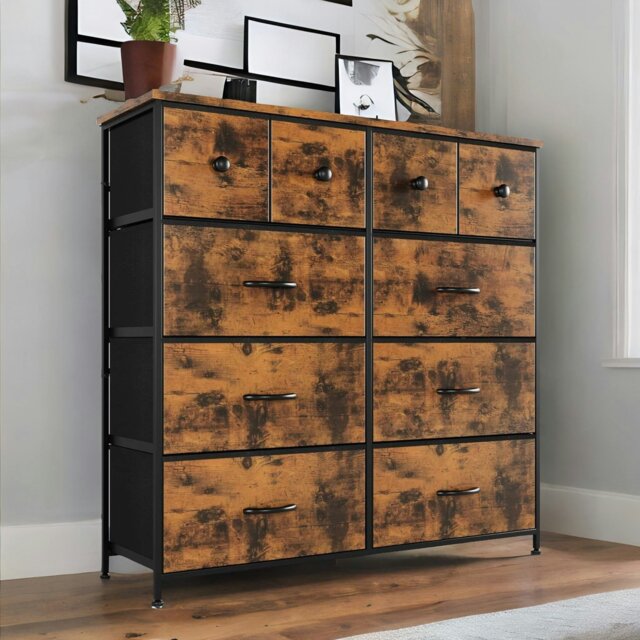 Rackhams Industrial 10 Drawer Chest Rustic Brown - image 1