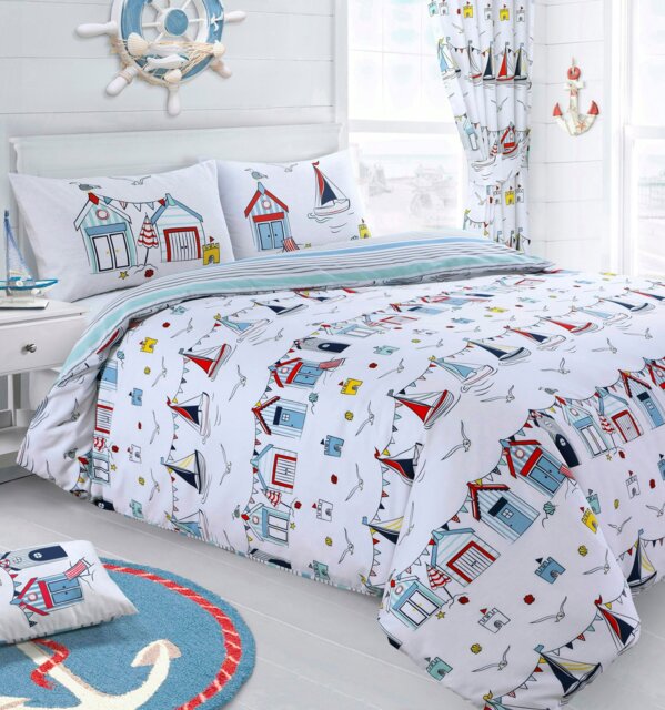 Rackhams Nautical Printed Cotton Blend Duvet Cover and Pillowcase Set - Multi - Double - image 1