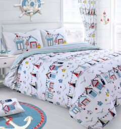 Rackhams Nautical Printed Cotton Blend Duvet Cover and Pillowcase Set - Multi - Double - thumbnail 2