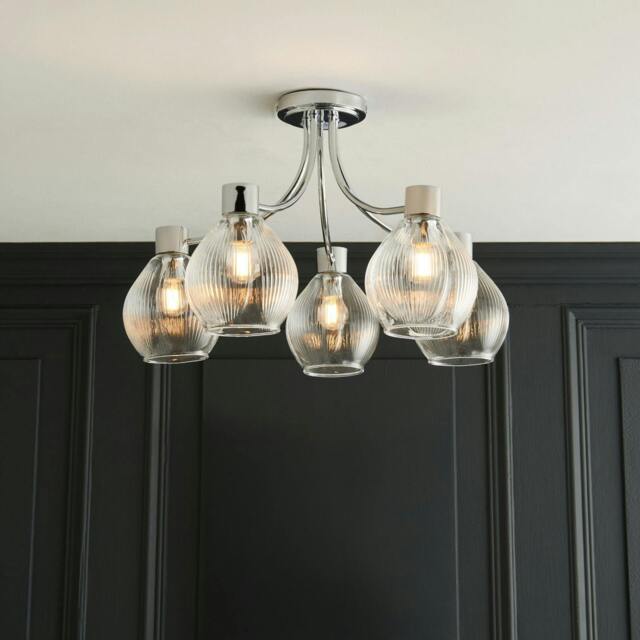 Rackhams Hamilton 5 Light Polished Chrome Semi Flush Ceiling Light - image 1