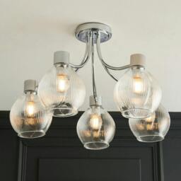 Rackhams Hamilton 5 Light Polished Chrome Semi Flush Ceiling Light - thumbnail 2