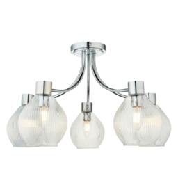 Rackhams Hamilton 5 Light Polished Chrome Semi Flush Ceiling Light - thumbnail 3