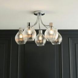 Rackhams Hamilton 5 Light Polished Chrome Semi Flush Ceiling Light - thumbnail 1