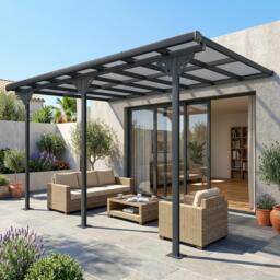 Rackhams Outdoor Patio Gazebo Pergola, Aluminum Post, 4.35 x 3 m PC Roof
