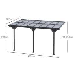 Rackhams Outdoor Patio Gazebo Pergola, Aluminum Post, 4.35 x 3 m PC Roof - thumbnail 6