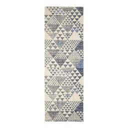 Rackhams Delphi Geometric Style 100% Cotton Printed Rug - Blue - 90 x 150 cm - thumbnail 3