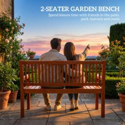 Rackhams Garden Bench 2 Seater, Wooden Outdoor Bench with Waterproof Cover - Poplar Wood, Oxford Cloth - Garden Bench - Light Brown - thumbnail 5