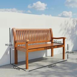 Rackhams Garden Bench 2 Seater, Wooden Outdoor Bench with Waterproof Cover - Poplar Wood, Oxford Cloth - Garden Bench - Light Brown - thumbnail 3