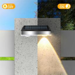Rackhams Outdoor Solar Waterproof Stainless Steel Wall Light - Warm Light - thumbnail 6