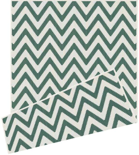 Rackhams Duo Weave Outdoor Green Rug Chevron - 120X170 cm - image 1