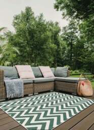 Rackhams Duo Weave Outdoor Green Rug Chevron - 120X170 cm - thumbnail 2