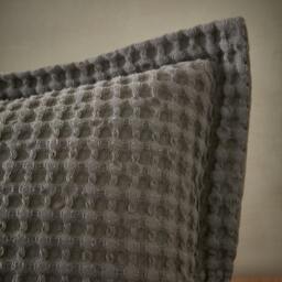 Rackhams Jaipur Chunky Waffle Cotton Cushion Grey - 30 x 50 cm - Grey - thumbnail 2