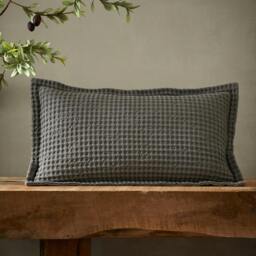 Rackhams Jaipur Chunky Waffle Cotton Cushion Grey - 30 x 50 cm - Grey