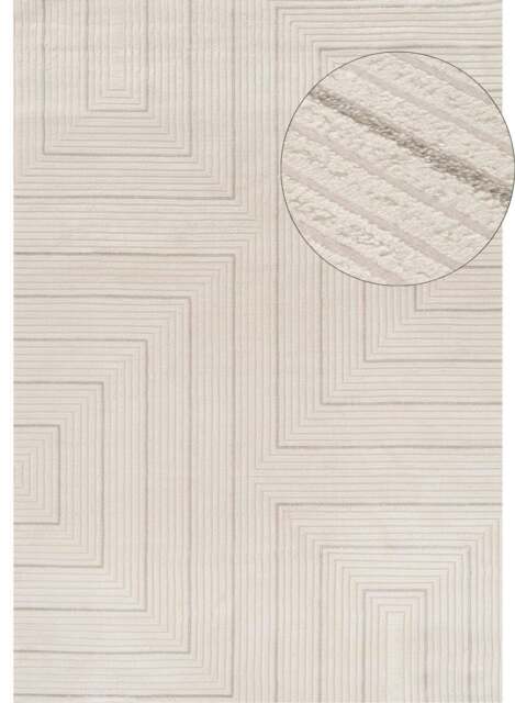 Rackhams Carmel Cream-Grey Geometric Rug - 6040 - 160X230 cm - image 1