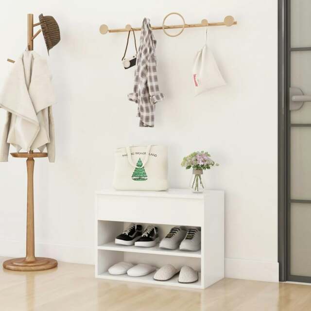 Rackhams Shoe Bench White 60x30x45 cm Engineered Wood - Engineered wood - image 1