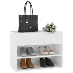 Rackhams Shoe Bench White 60x30x45 cm Engineered Wood - Engineered wood - thumbnail 4