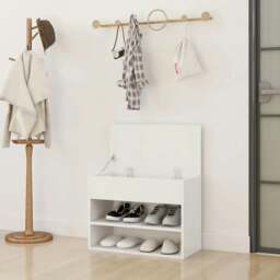 Rackhams Shoe Bench White 60x30x45 cm Engineered Wood - Engineered wood - thumbnail 3