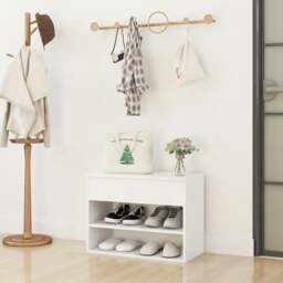 Rackhams Shoe Bench White 60x30x45 cm Engineered Wood - Engineered wood - thumbnail 1